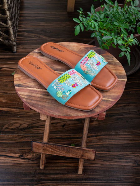 Fish & Coral embroidered Sliders