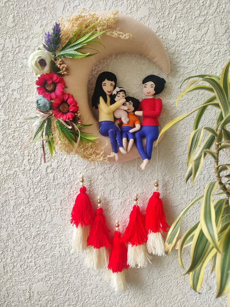 Couple Daughter & Son Felt Hoop with Tassels