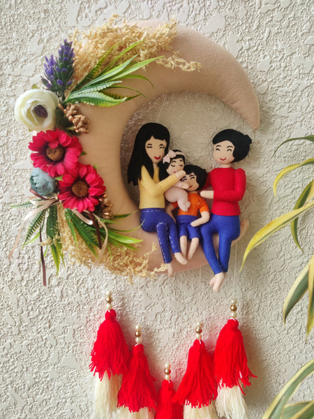 Couple Daughter & Son Felt Hoop with Tassels
