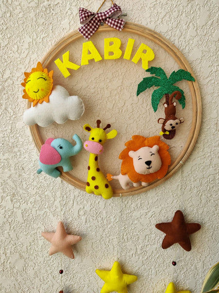 Customizable Name Felt Wall Hanging with Stars