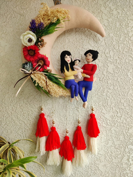 Couple & Daughter Felt Hoop with Tassels