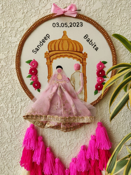 Couple Embroidered Hoop with Tassels