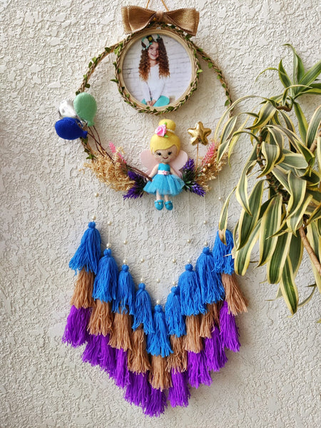 Customizable Photo Felt Wall Hanging with Tassles & Lights