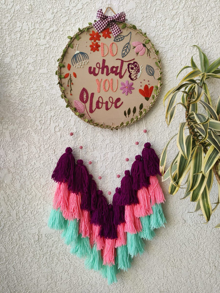 'Do What You Love' Embroidered Hanging Dreamcatcher with Lights