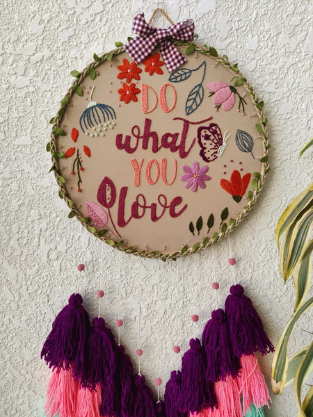 'Do What You Love' Embroidered Hanging Dreamcatcher with Lights