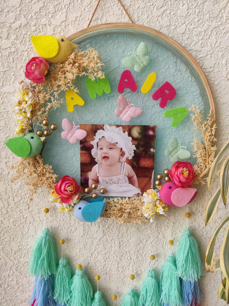Customizable Name Felt Wall Hanging with Tassles & Lights