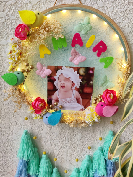 Customizable Name Felt Wall Hanging with Tassles & Lights