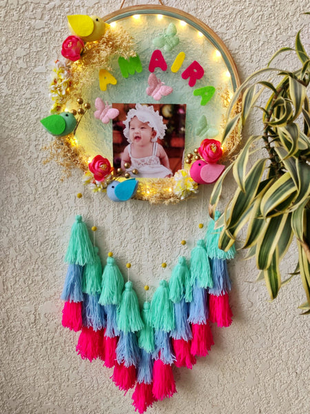Customizable Name Felt Wall Hanging with Tassles & Lights