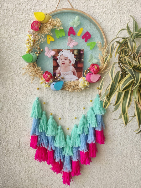 Customizable Name Felt Wall Hanging with Tassles & Lights