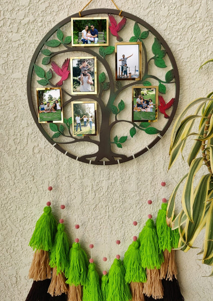 Tree & Birds Photo Frame Hoop with Tassles