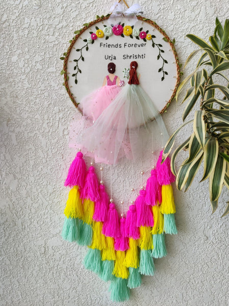 Bride & Bridesmaid Embroidered Hoop with Tassels & Lights