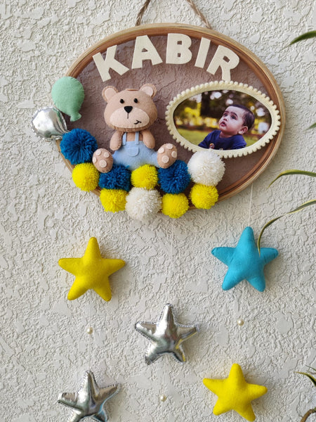 Customizable Name & Photo Felt Wall Hanging with Stars