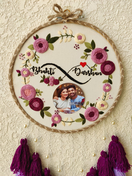 Customizable Name Embroidered & Photo Hoop with Tassles