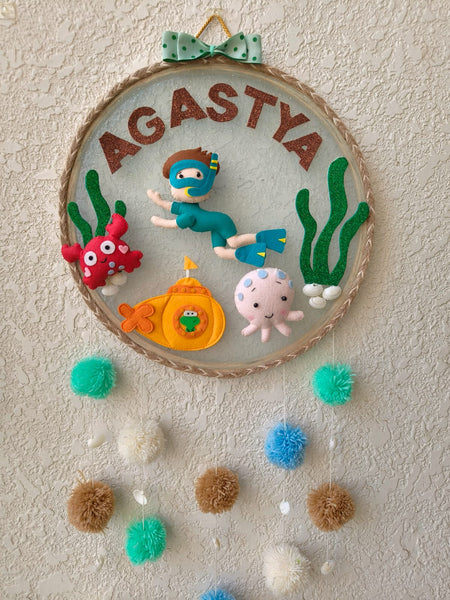 Customizable Name Felt Wall Hanging with Pompom