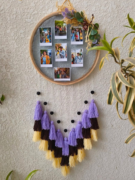 Floral Photo Frame Hoop with Tassles & Lights