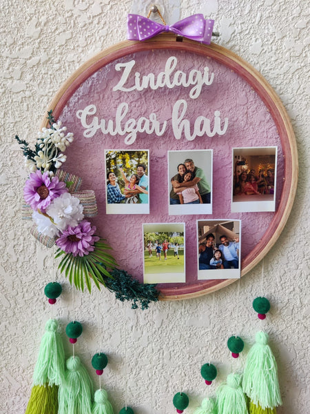 'Zindagi Gulzar Hai' Photo Frame Hoop with Tassles & Lights