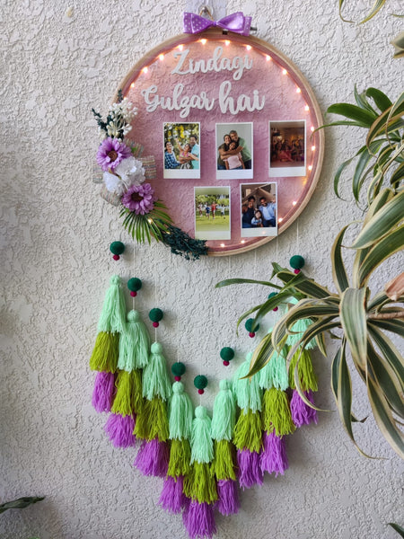 'Zindagi Gulzar Hai' Photo Frame Hoop with Tassles & Lights