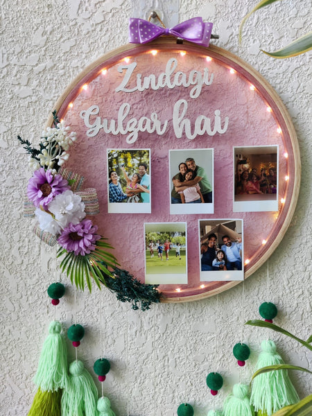 'Zindagi Gulzar Hai' Photo Frame Hoop with Tassles & Lights
