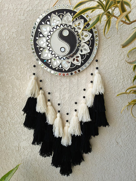 Yin Yang Lippan Art Wall Hanging with Tassles