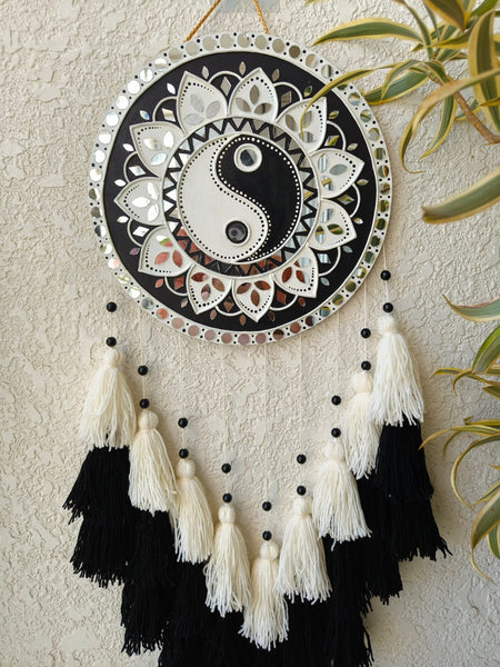 Yin Yang Lippan Art Wall Hanging with Tassles