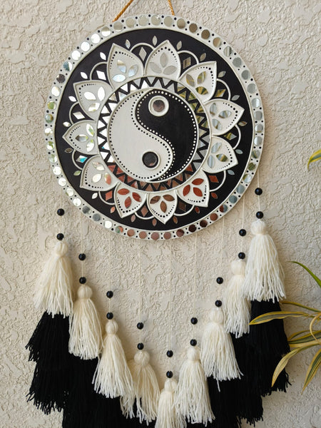 Yin Yang Lippan Art Wall Hanging with Tassles