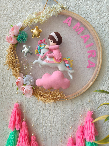 Customizable Name Felt Wall Hanging with Tassles & Lights