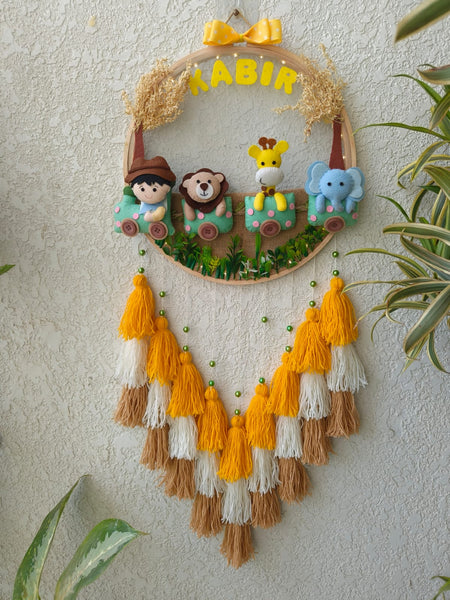 Customizable Name Felt Wall Hanging with Tassles & Lights