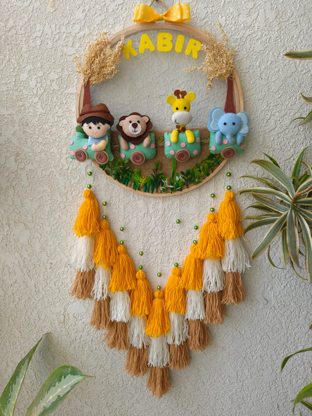 Customizable Name Felt Wall Hanging with Tassles & Lights