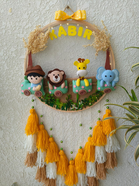 Customizable Name Felt Wall Hanging with Tassles & Lights