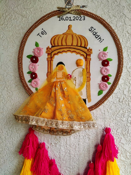 Couple Embroidered Hoop with Tassels