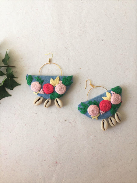 Flower Embroidered Earrings - The Tassle Life 