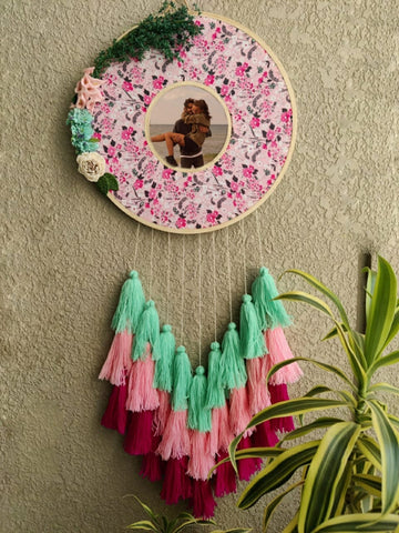 Floral Photo Frame Double Hoop with Tassles