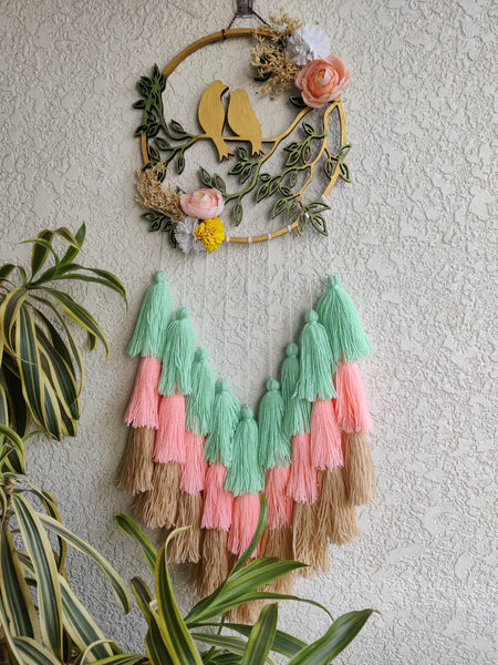 'Bird & Leaves' Hanging Dreamcatcher