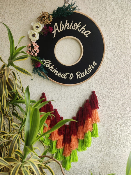 Customizable Embroidered Double Photo Hoop with Tassles