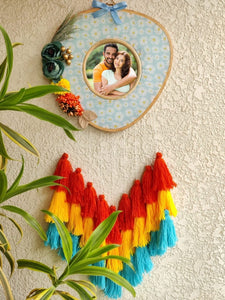 Triangle Shaped Floral Photo Frame Double Hoop with Tassles