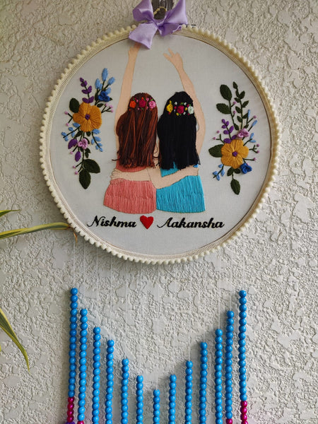 Best Friends Forever Embroidered Hoop with Beads & Tassels