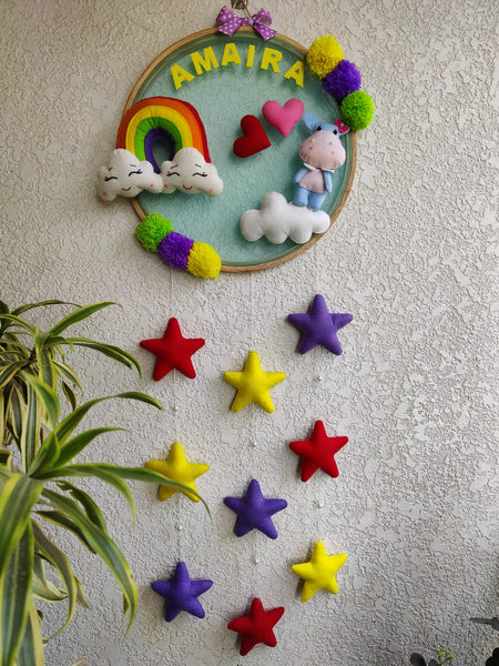 Customizable Name Felt Wall Hanging with Stars