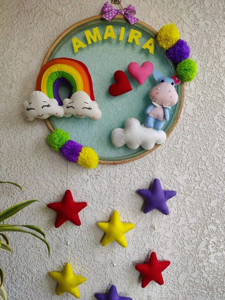 Customizable Name Felt Wall Hanging with Stars