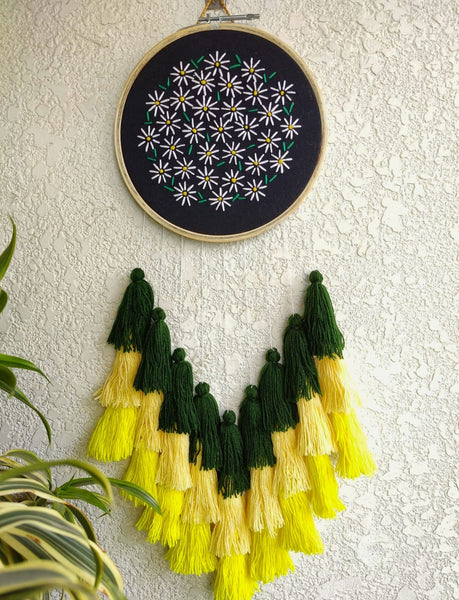 Small White Floral Embroidered Dreamcatcher