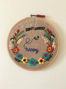 Dont Worry Embroidered Hoop - The Tassle Life 