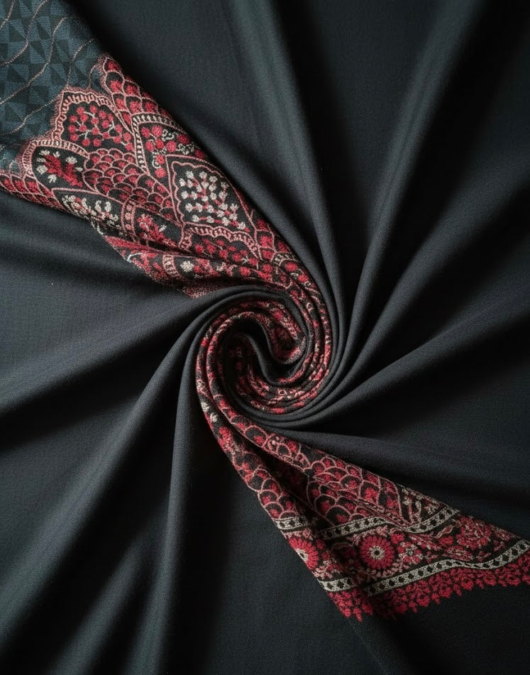 Red & Black Embroidered Heritage Stole