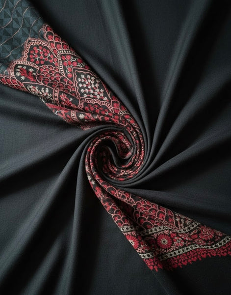 Red & Black Embroidered Heritage Stole