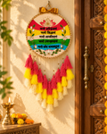Handcrafted Jain Navkar Mantra Embroidered Wall Hanging with Tassels