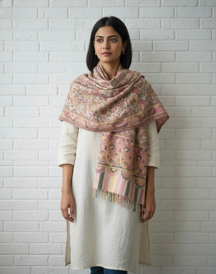 Blush Paisley Handwoven Stole
