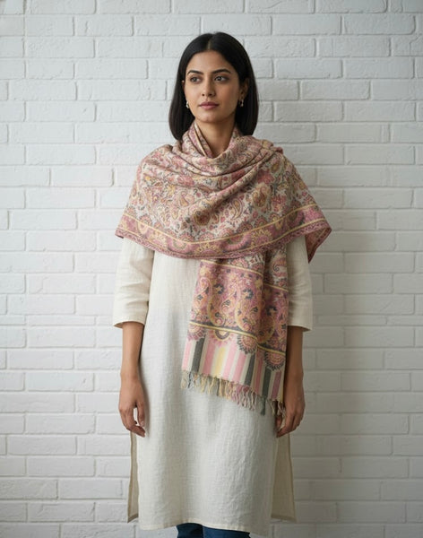 Blush Paisley Handwoven Stole