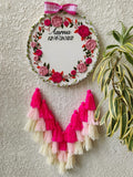 Baby Footprint Customizable Embroidered Hoop with Tassels