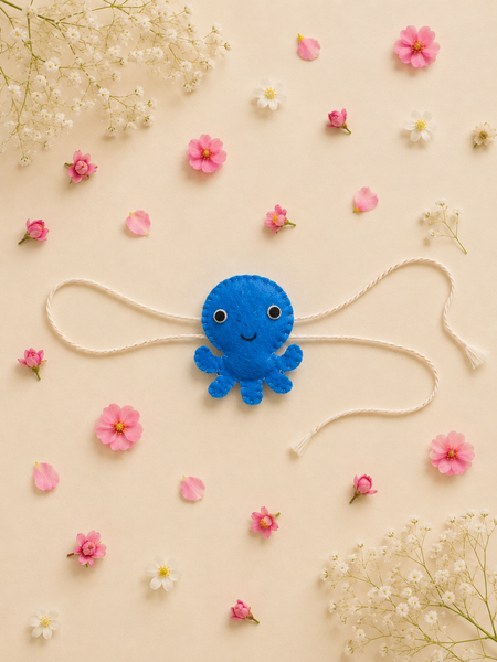 Handmade Blue Octopus Rakhi for Kids | Cute Felt Octopus Rakhi | Fun Raksha Bandhan Gift for Little Brother