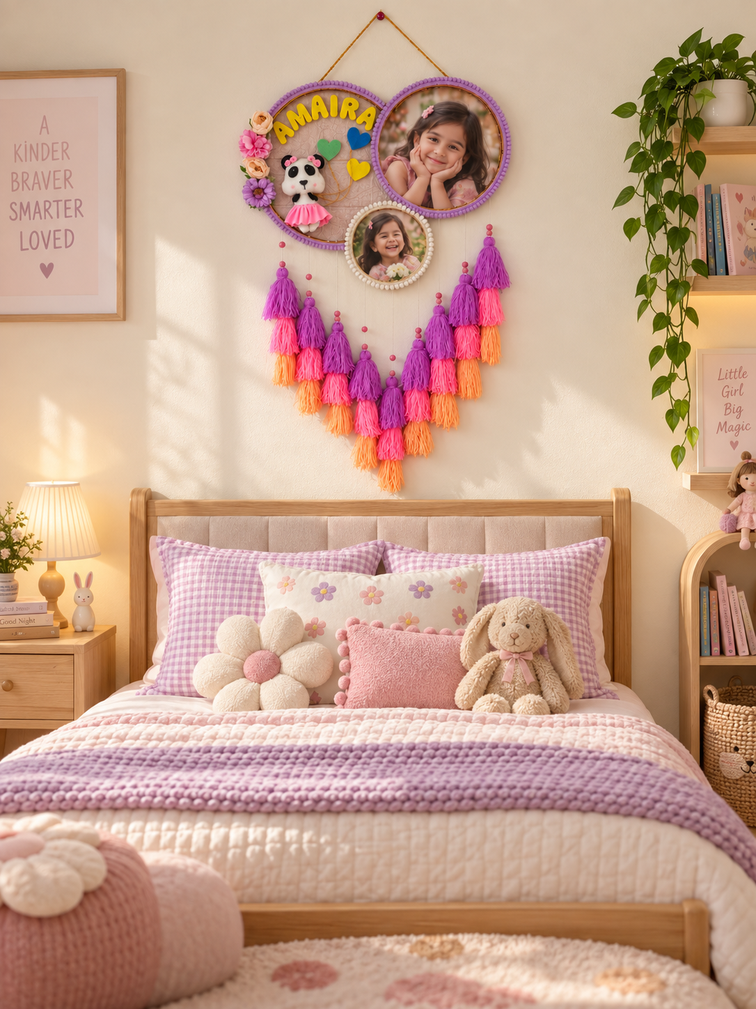 Personalized Kids Name & Photo Wall Hanging-Panda Girl