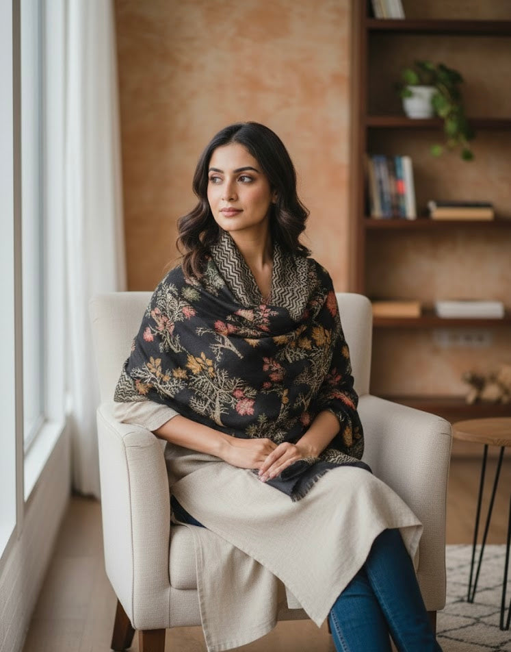Midnight Bloom Floral Stole