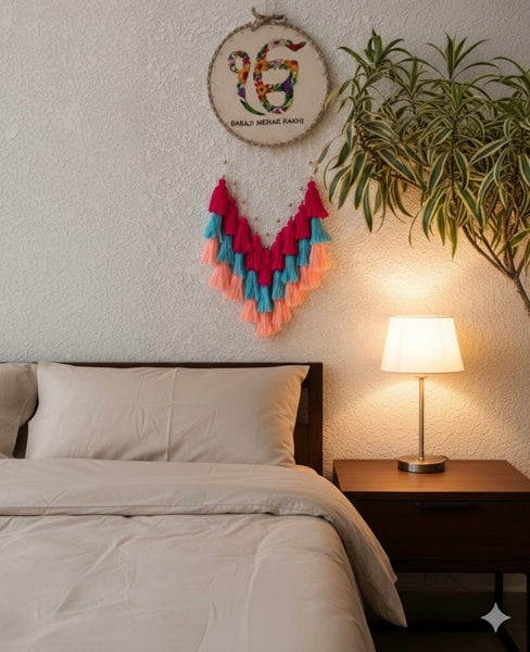 'IK Onkar' Embroidered Hanging Dreamcatcher with Lights